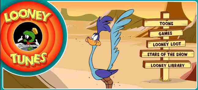 Una schermata del sito looneytunes.com sviluppato con Macromedia Flash. © Warner
